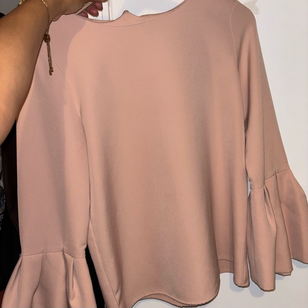 LOFT Dusty Blush Bell Sleeve Top